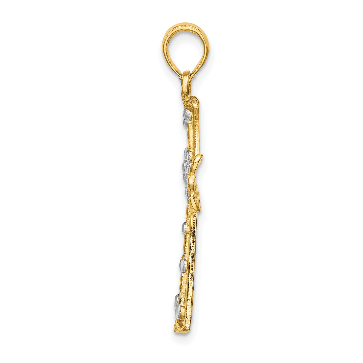 14K w/Rhodium D/C Cross Charm-K9332
