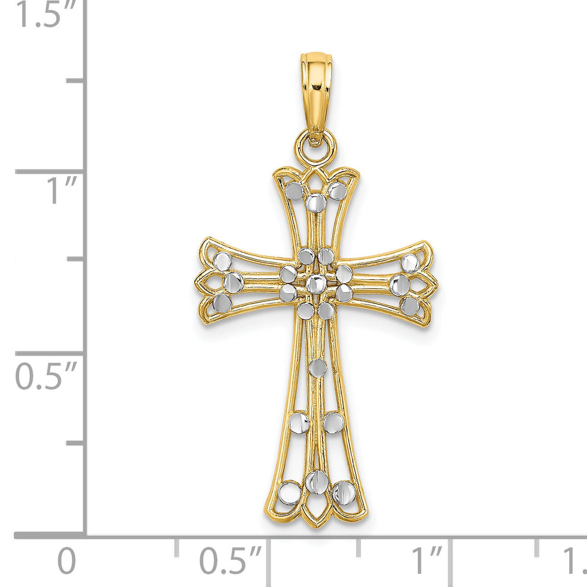 14K w/Rhodium D/C Cross Charm-K9332
