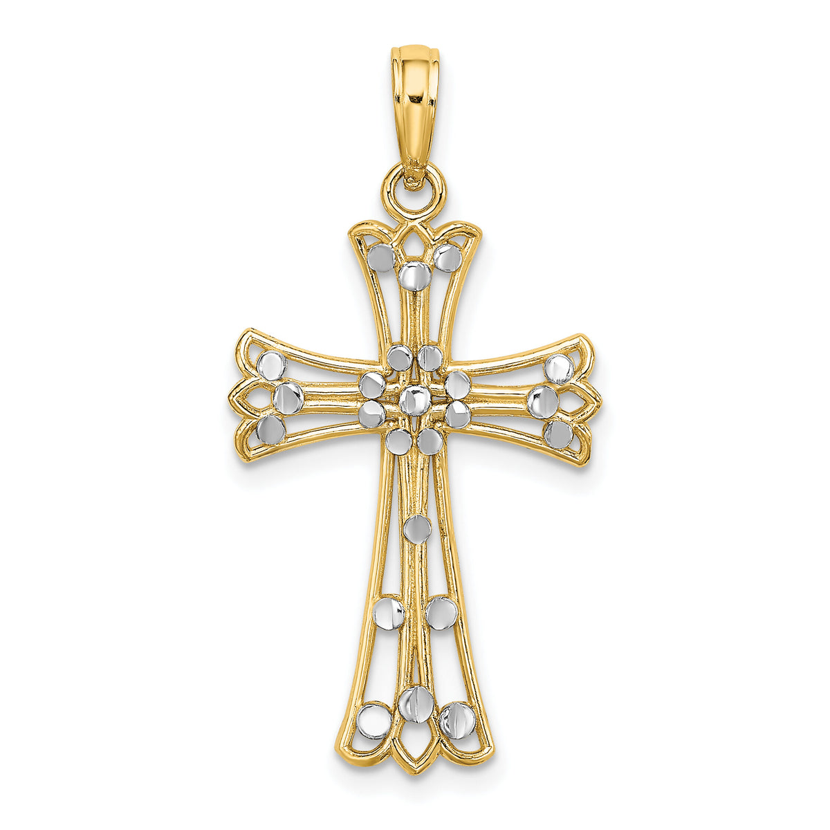 14K w/Rhodium D/C Cross Charm-K9332