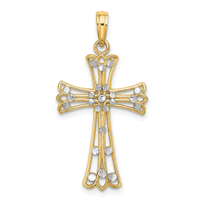 14K w/Rhodium D/C Cross Charm-K9332