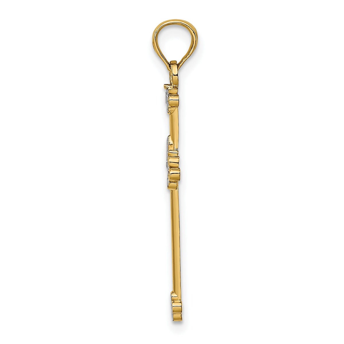 14k w/ Rhodium Thin D/C Cross Charm-K9334