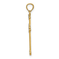 14k w/ Rhodium Thin D/C Cross Charm-K9334