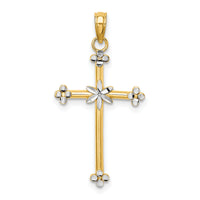 14k w/ Rhodium Thin D/C Cross Charm-K9334