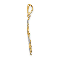 14k w/ Rhodium Cut-out Cross Medallion Charm-K9335
