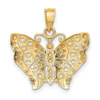 14k w/Rhodium Cut-out Wings Butterfly Pendant-K9336