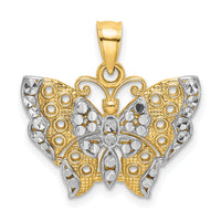 14k w/Rhodium Cut-out Wings Butterfly Pendant-K9336