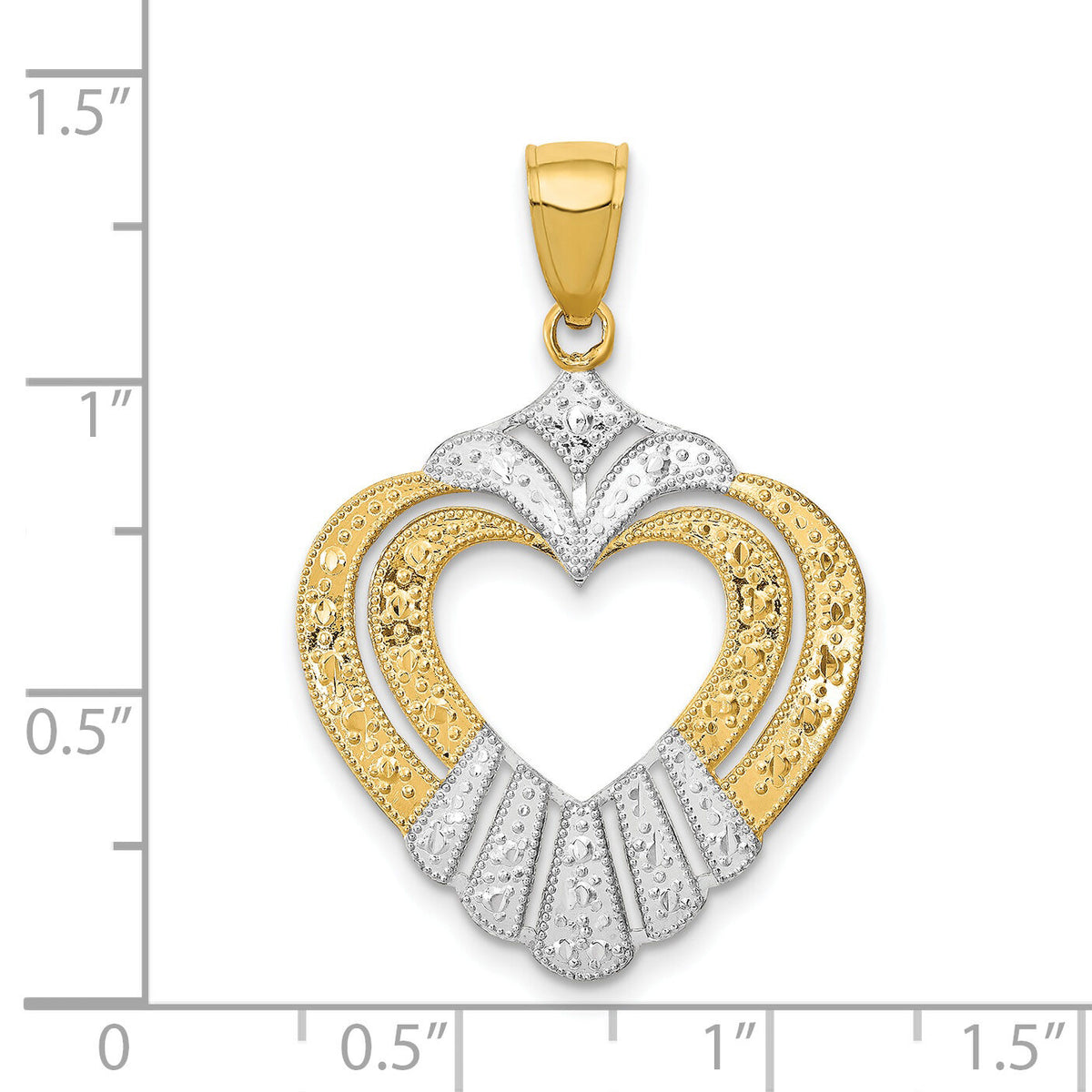 14k w/Rhodium Cut-Out Heart Charm-K9337