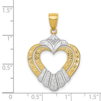 14k w/Rhodium Cut-Out Heart Charm-K9337