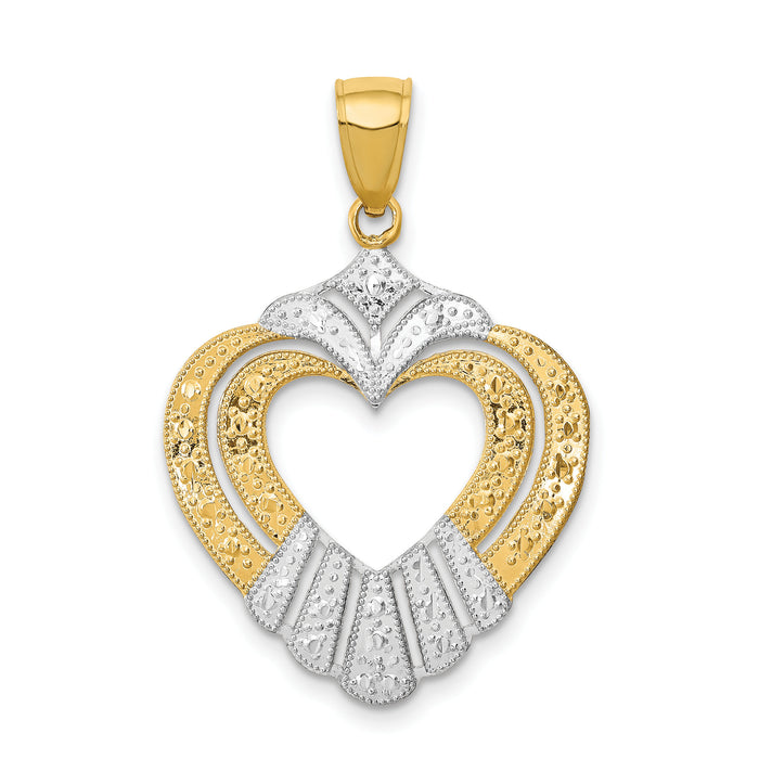 14k w/Rhodium Cut-Out Heart Charm-K9337