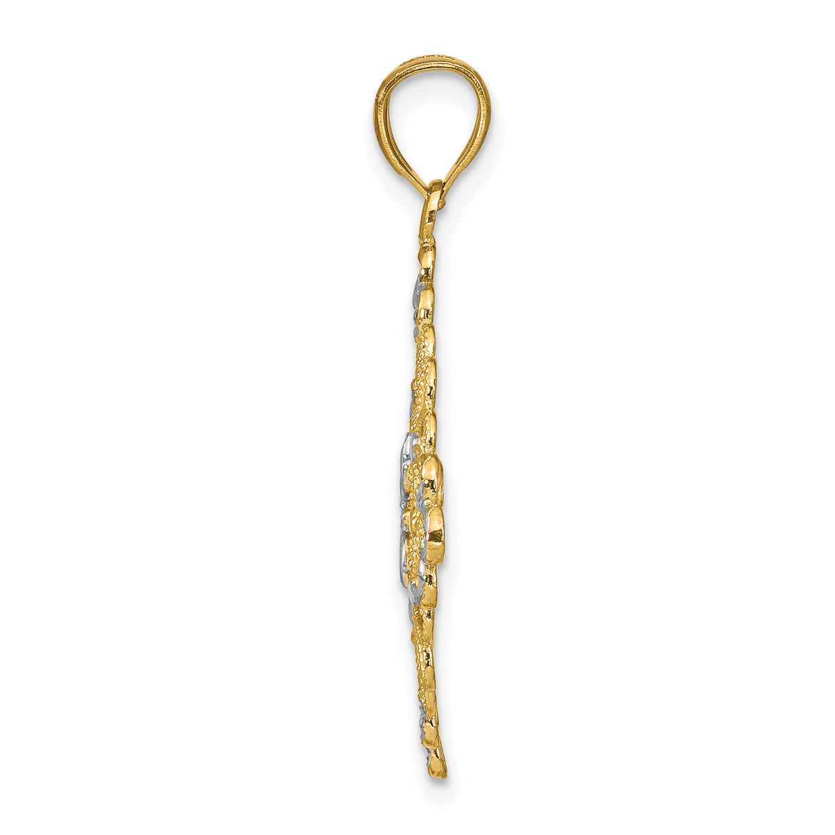 14K w/Rhodium D/C Filigree Medallion Charm-K9338