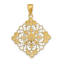 14K w/Rhodium D/C Filigree Medallion Charm-K9338