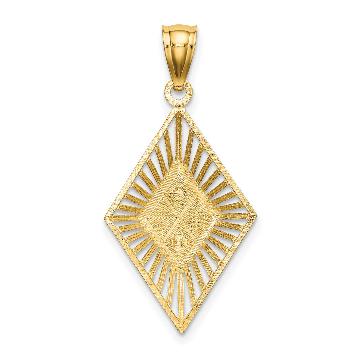 14K w/Rhodium D/C Diamond Shape Charm-K9339