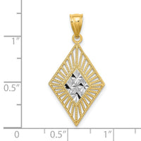 14K w/Rhodium D/C Diamond Shape Charm-K9339