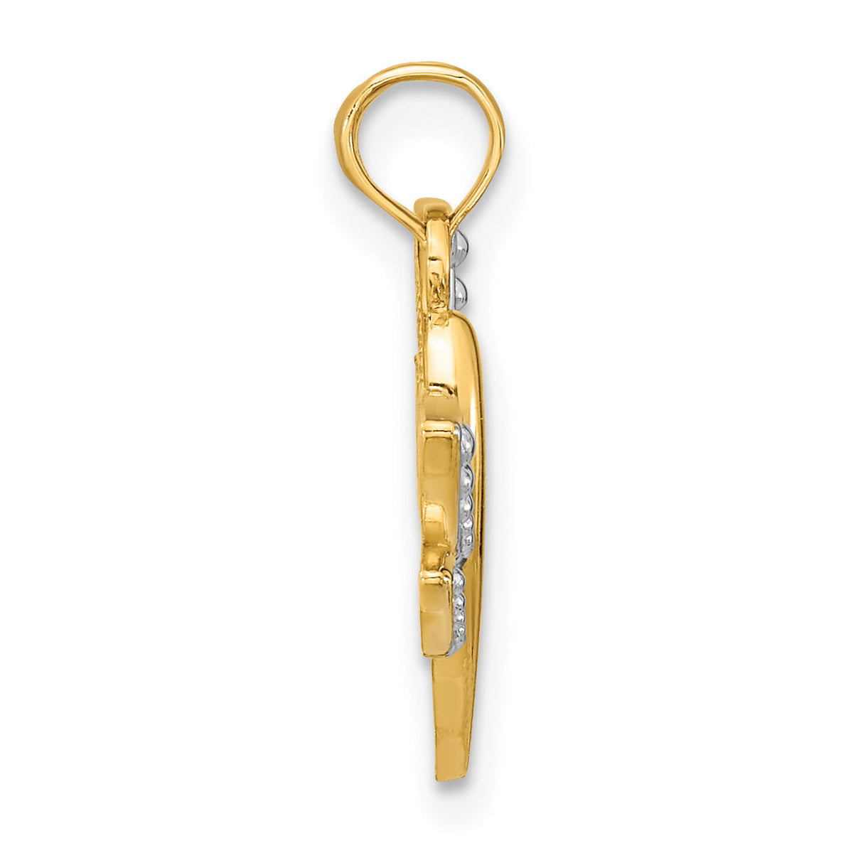 14k w/Rhodium Textured Dragonfly Charm-K9341