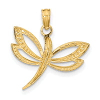 14k w/Rhodium Textured Dragonfly Charm-K9341