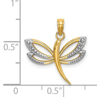 14k w/Rhodium Textured Dragonfly Charm-K9341