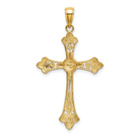14K W/ Rhodium D/C Edges Cross Charm-K9344