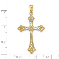 14K W/ Rhodium D/C Edges Cross Charm-K9344