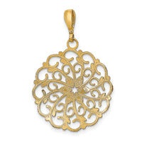 14K w/Rhodium D/C Scalloped Wave Charm-K9345