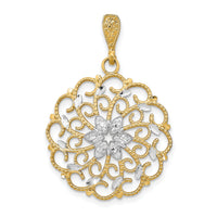14K w/Rhodium D/C Scalloped Wave Charm-K9345