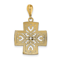 14K w/Rhodium D/C Heart Cross Charm-K9347