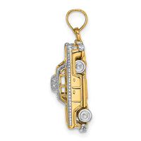 14k with White Rhodium 3-D Taxi with Moveable Tires Charm-K9349