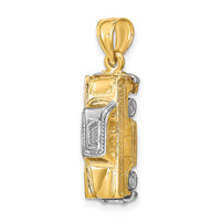 14k with White Rhodium 3-D Taxi with Moveable Tires Charm-K9349