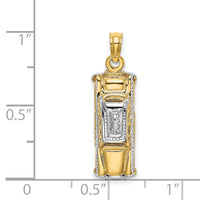 14k with White Rhodium 3-D Taxi with Moveable Tires Charm-K9349