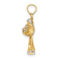 14k w/ White Rhodium 3-D Angel Playing Harp Charm-K9351
