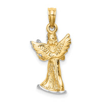 14k w/ White Rhodium 3-D Angel Playing Harp Charm-K9351