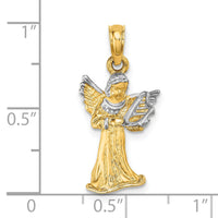 14k w/ White Rhodium 3-D Angel Playing Harp Charm-K9351