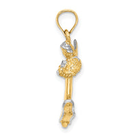 14k w/ White Rhodium 3-D Angel Playing Violin Charm-K9352