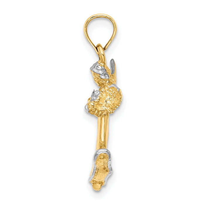 14k w/ White Rhodium 3-D Angel Playing Violin Charm-K9352