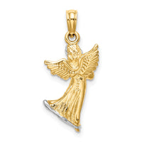 14k w/ White Rhodium 3-D Angel Playing Violin Charm-K9352