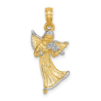 14k w/ White Rhodium 3-D Angel Playing Violin Charm-K9352
