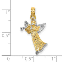 14k w/ White Rhodium 3-D Angel Playing Trumpet Charm-K9353