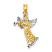 14k w/ White Rhodium 3-D Angel Playing Trumpet Charm-K9353
