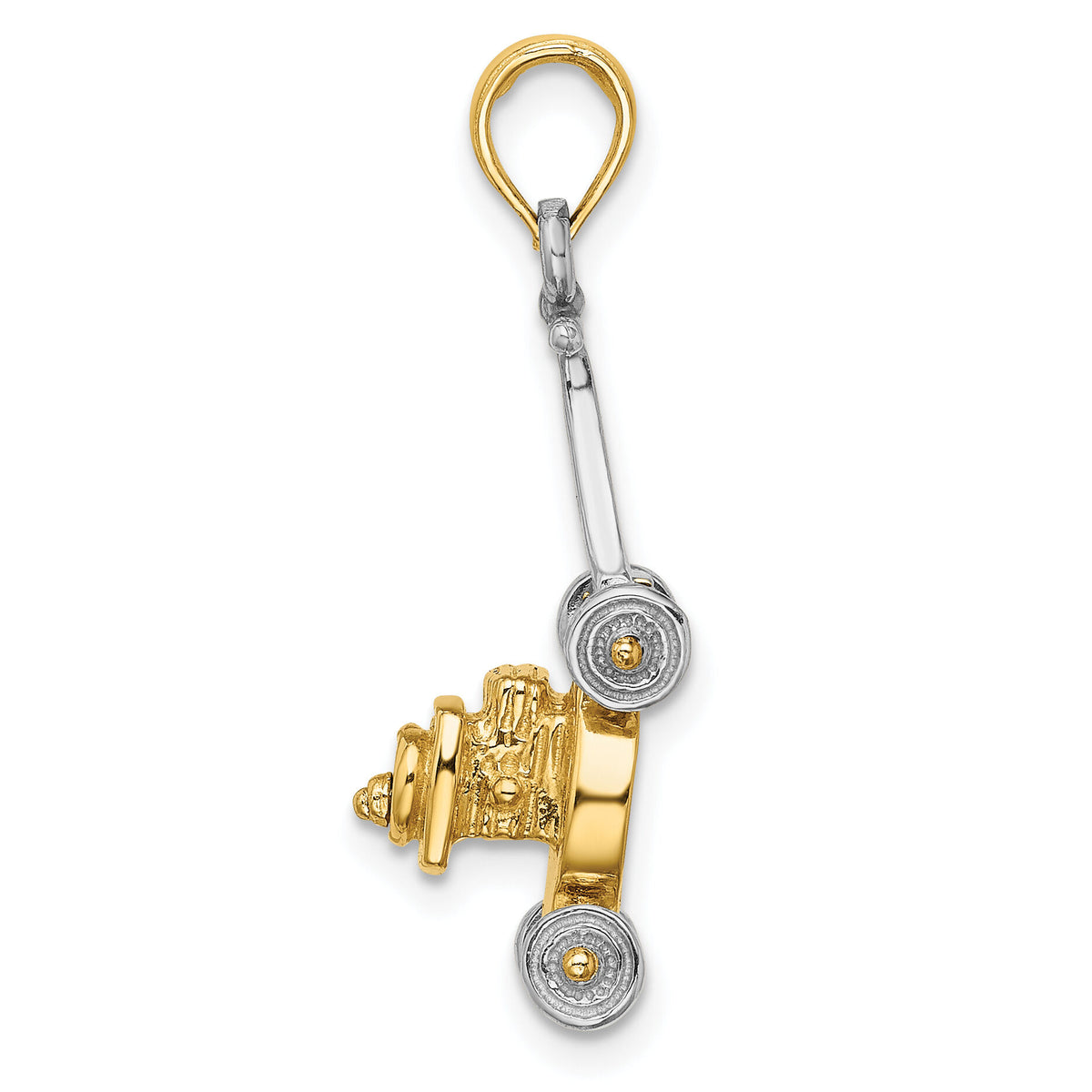 14k Two-tone 3-D Lawn Mower Charm-K9354
