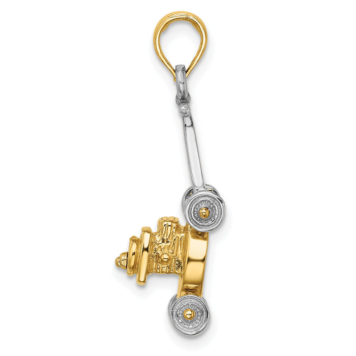 14k Two-tone 3-D Lawn Mower Charm-K9354