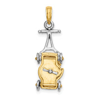 14k Two-tone 3-D Lawn Mower Charm-K9354
