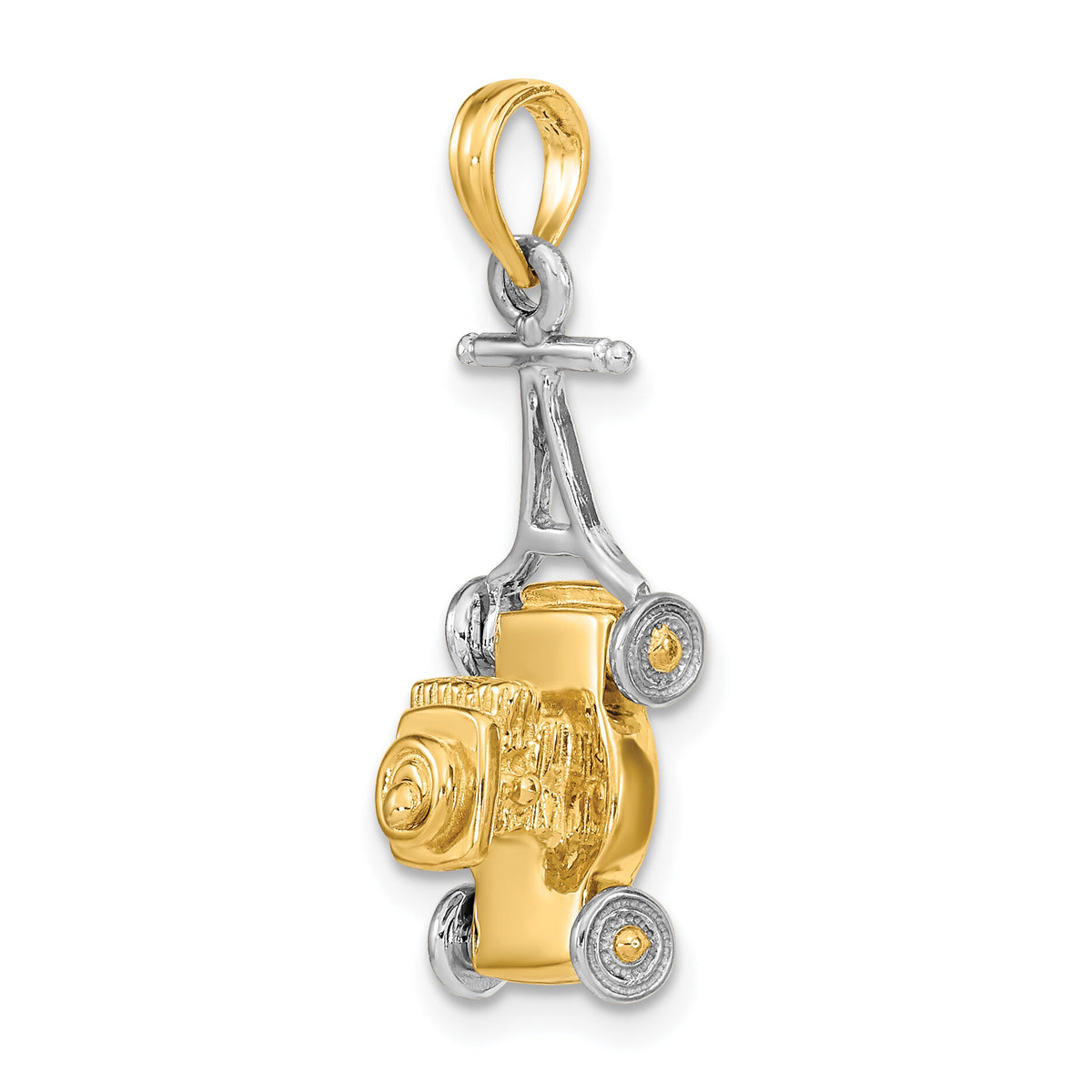 14k Two-tone 3-D Lawn Mower Charm-K9354