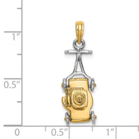 14k Two-tone 3-D Lawn Mower Charm-K9354