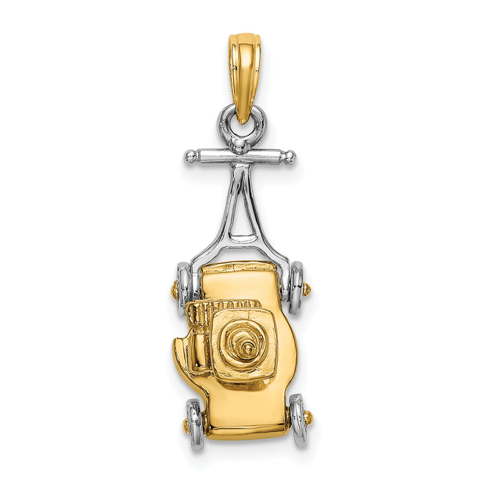 14k Two-tone 3-D Lawn Mower Charm-K9354