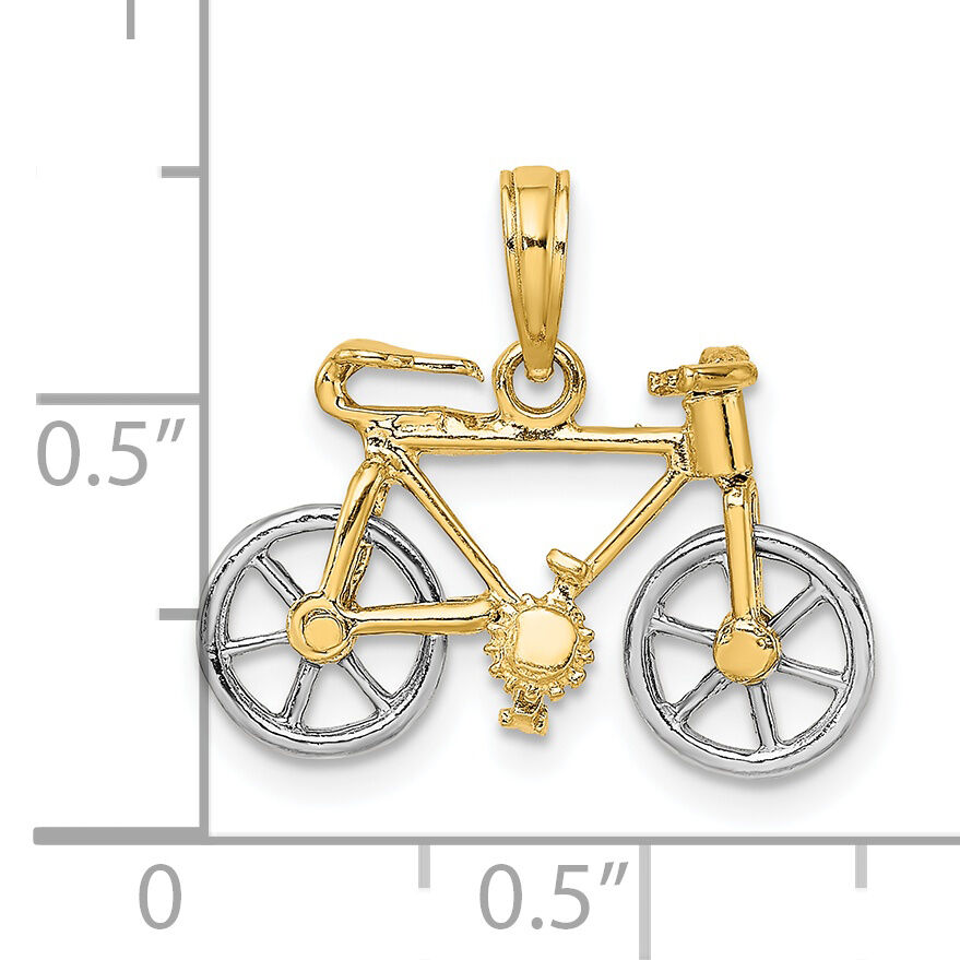 14k Two-tone 3-D Bicycle w/ Moveable Tires Charm-K9357