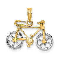 14k Two-tone 3-D Bicycle w/ Moveable Tires Charm-K9357
