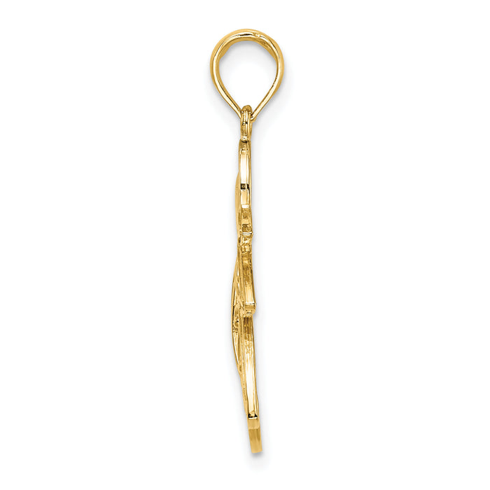 14K W/ Rhodium Flying Angel Charm-K9359