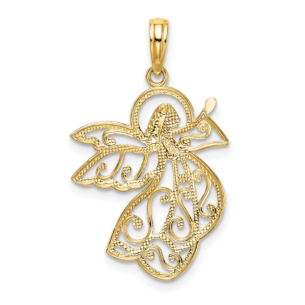 14K W/ Rhodium Flying Angel Charm-K9359