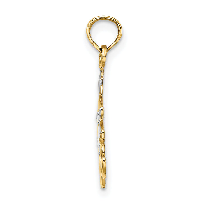 14k w/ Rhodium LOVE Christmas Tree Charm-K9364