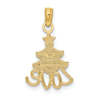 14k w/ Rhodium LOVE Christmas Tree Charm-K9364