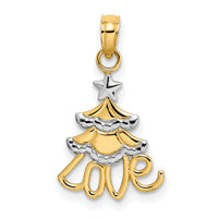 14k w/ Rhodium LOVE Christmas Tree Charm-K9364